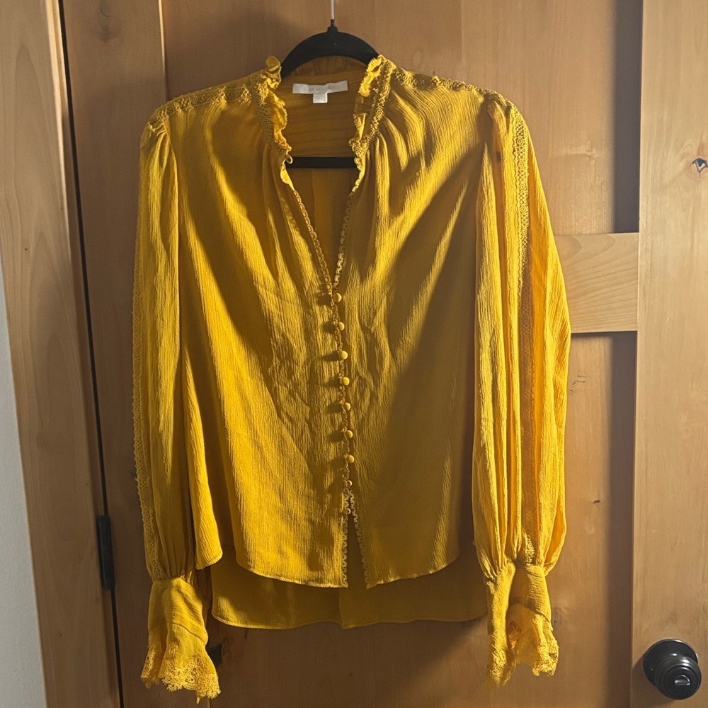 Jonathan Simkhai Yellow Blouse With Button Detail